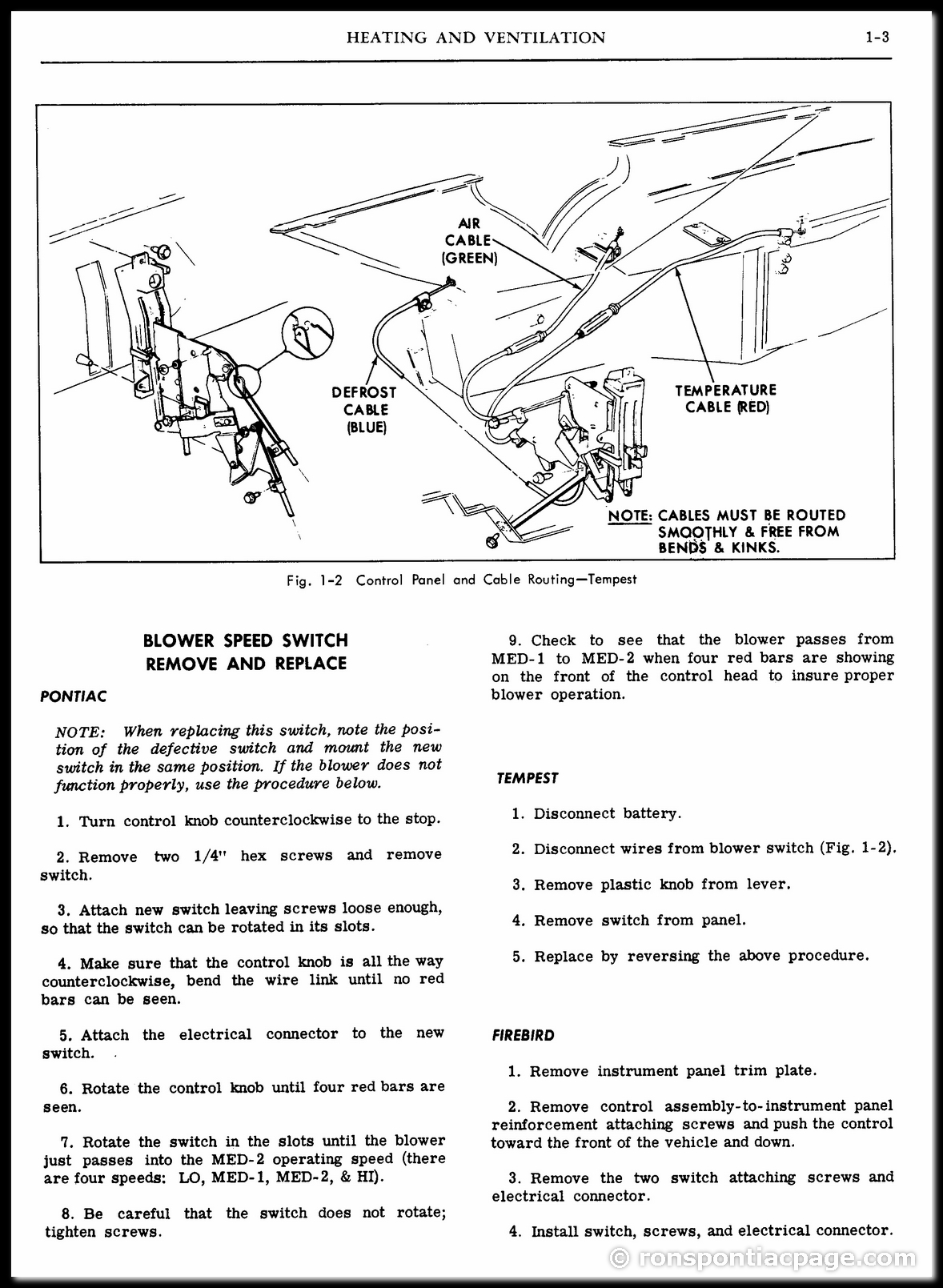 Section 1: Heating and Ventilation Service (3 of 12)